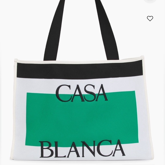 Casablanca Tennis Club Knit Logo Shopper Tote Bag White Green Black - Picture 16 of 16